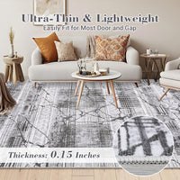 Garvee Boho Light Grey 10x13 Large Living Room Rugs, Geometric Marble Boho Area Rugs for Bedroom Ultra Thin Non-Slip Washable Indoor Rugs Floor Carpet for Dining Room