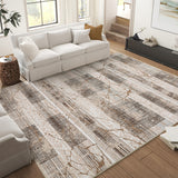 Garvee Boho Light Brown 6x9 Washable Rugs for Living Room, Geometric Marble Boho Area Rugs for Bedroom Ultra Thin Non-Slip Large Indoor Rugs Floor Carpet for Dining Room - Light Brown
