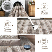 Garvee Boho Light Brown 5x7 Area Rug Living Room Rugs, Large Machine Washable Marble Distressed Rug Boho Farmhouse Neutral Ultra Thin Indoor Floor Carpet for Bedroom Under Dining Table Home