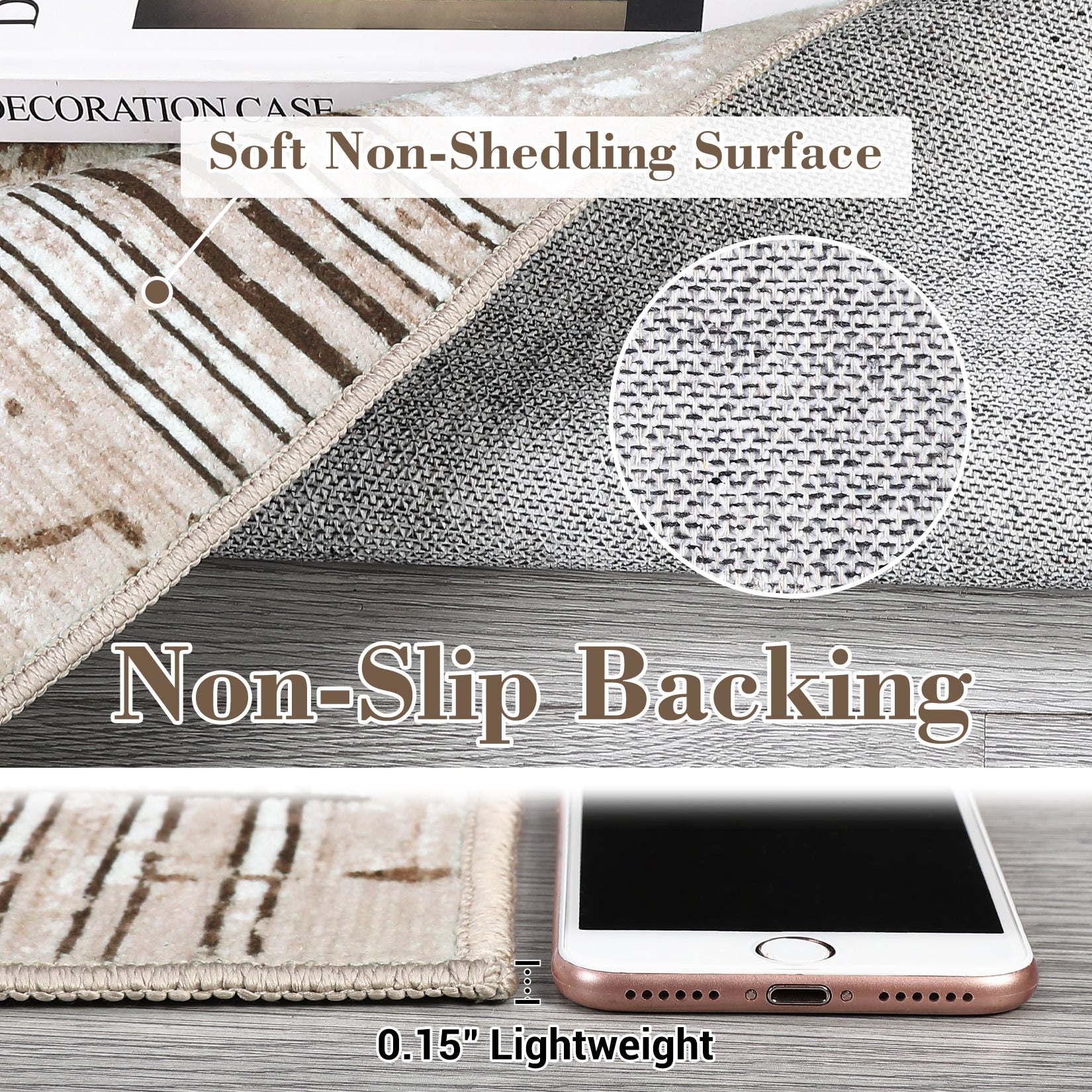 Garvee Boho Light Brown 5x7 Area Rug Living Room Rugs, Large Machine Washable Marble Distressed Rug Boho Farmhouse Neutral Ultra Thin Indoor Floor Carpet for Bedroom Under Dining Table Home