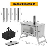 Garvee Portable Hot Tent Stove,Wood Burning Stove for Camping, Tent Stove With View Glass, Large Stainless Steel Camping Stove With 5 Chimney Pipes for Outdoor Heating and Cooking