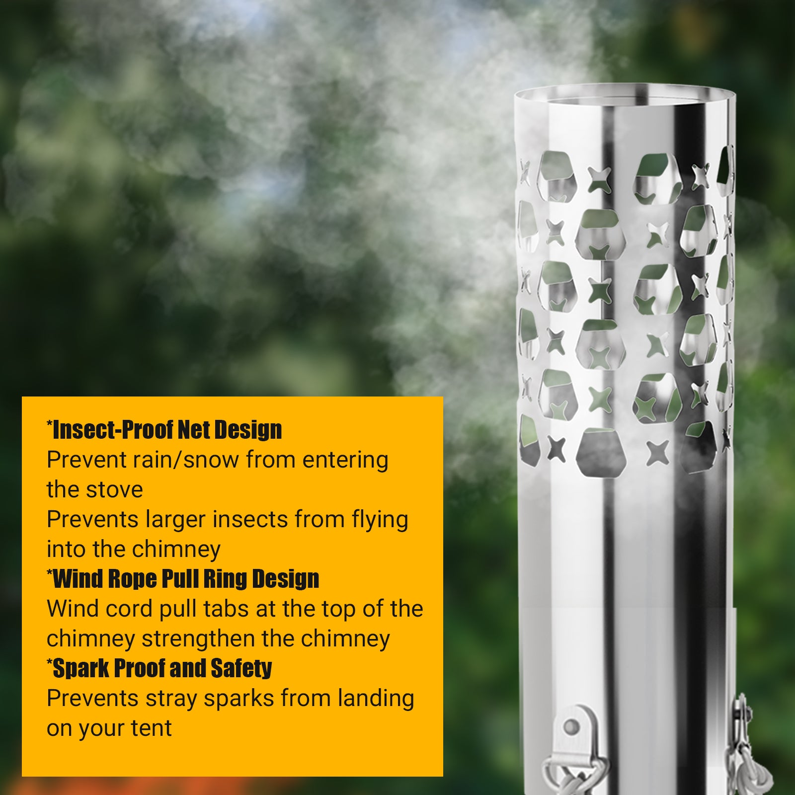 Garvee Portable Hot Tent Stove,Wood Burning Stove for Camping, Tent Stove With View Glass, Large Stainless Steel Camping Stove With 5 Chimney Pipes for Outdoor Heating and Cooking