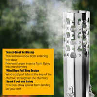 Garvee Portable Hot Tent Stove,Wood Burning Stove for Camping, Tent Stove With View Glass, Large Stainless Steel Camping Stove With 5 Chimney Pipes for Outdoor Heating and Cooking