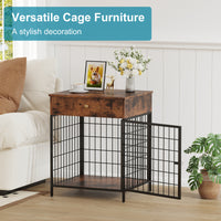 Garvee Dog Crate Furniture, Wooden Dog Crate End Table,Dog Kennel with Drawer Indoor, Furniture Dog Crate Side Table for Small Dogs, Brown