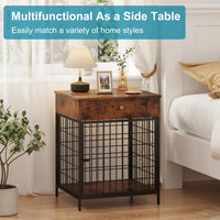 Garvee Dog Crate Furniture, Wooden Dog Crate End Table,Dog Kennel with Drawer Indoor, Furniture Dog Crate Side Table for Small Dogs, Brown