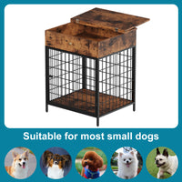 Garvee Dog Crate Furniture, Wooden Dog Crate End Table,Dog Kennel with Drawer Indoor, Furniture Dog Crate Side Table for Small Dogs, Brown