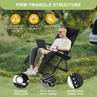 Garvee Zero Gravity Lounge Chair, 33'' Recliner Chair with Removable Cushion, Headrest, Footrest, and Cup Holder, Adjustable Folding Chairs for Outside and Inside, Black