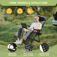 Garvee Zero Gravity Lounge Chair, 33'' Recliner Chair with Removable Cushion, Headrest, Footrest, and Cupholder, Adjustable Folding Chairs for Outside and Inside, Grey