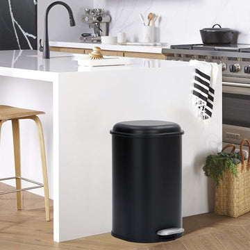 Garvee 8-Gallon Step-Open Trash Can with Soft-Close Lid, Modern, Minimalistic for Home, Kitchen, Laundry Room, Office, Bedroom, Bathroom, Without Inner Bucket, Black
