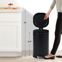 Garvee 8-Gallon Step-Open Trash Can with Soft-Close Lid, Modern, Minimalistic for Home, Kitchen, Laundry Room, Office, Bedroom, Bathroom, Without Inner Bucket, Black