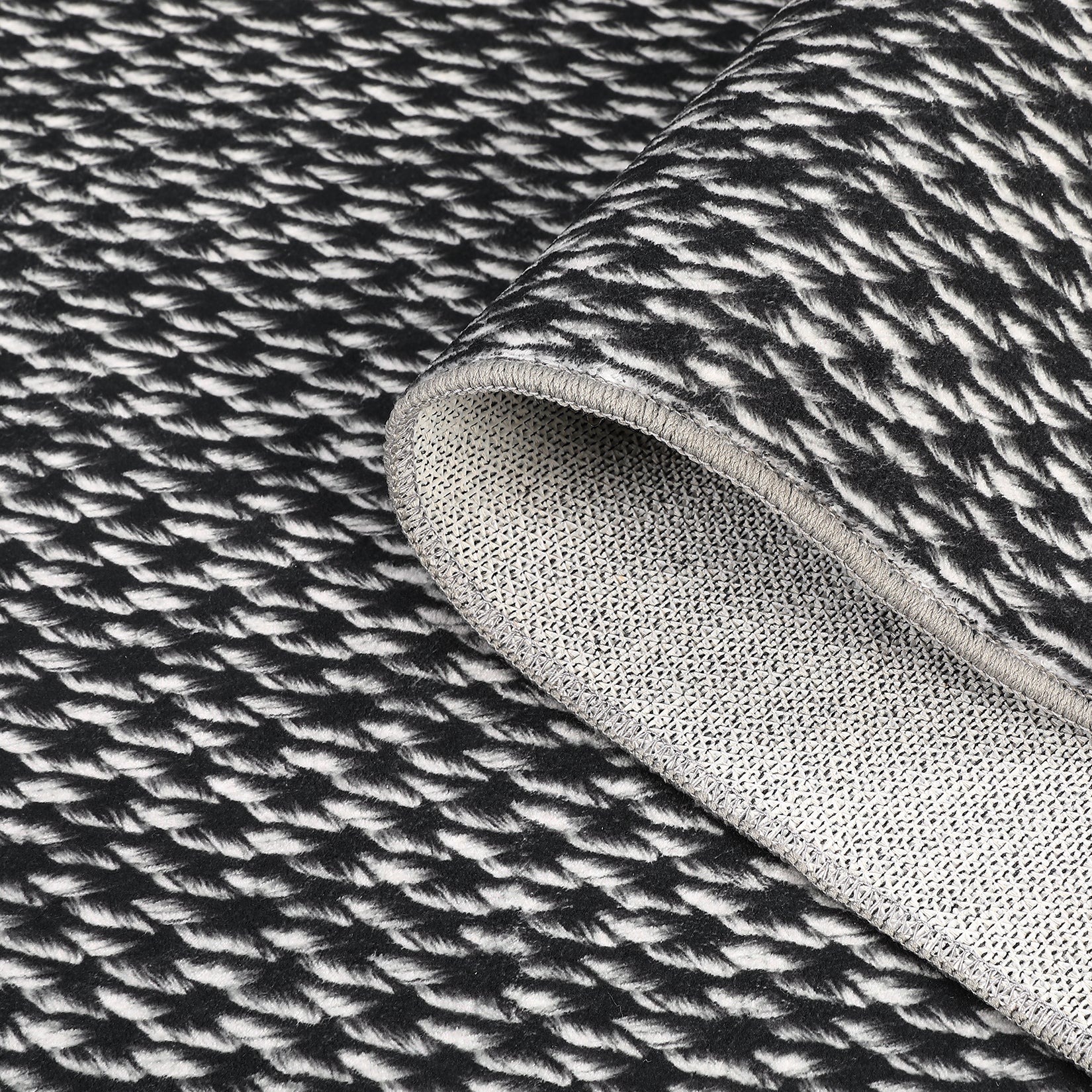 Garvee Machine Washable Area Rugs 5x7 Modern Printed Accent Carpet with Non-Slip Backing, Non-Shedding Contemporary Woven-Style Floor Carpet for Living Room, Bedroom, Office, Black