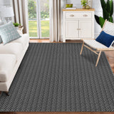 Garvee Washable Area Rugs 10x13 Large Modern Printed Accent Carpet with Non-Slip Backing, Non-Shedding Contemporary Woven-Style Living Room Rugs for Bedroom, Office, Black - Black