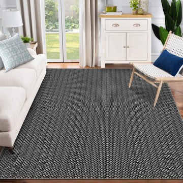 Garvee Machine Washable Area Rugs 5x7 Modern Printed Accent Carpet with Non-Slip Backing, Non-Shedding Contemporary Woven-Style Floor Carpet for Living Room, Bedroom, Office, Black