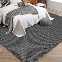 Garvee Washable Area Rugs 10x13 Large Modern Printed Accent Carpet with Non-Slip Backing, Non-Shedding Contemporary Woven-Style Living Room Rugs for Bedroom, Office, Black