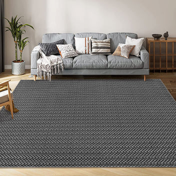 Garvee Washable Area Rugs 10x13 Large Modern Printed Accent Carpet with Non-Slip Backing, Non-Shedding Contemporary Woven-Style Living Room Rugs for Bedroom, Office, Black