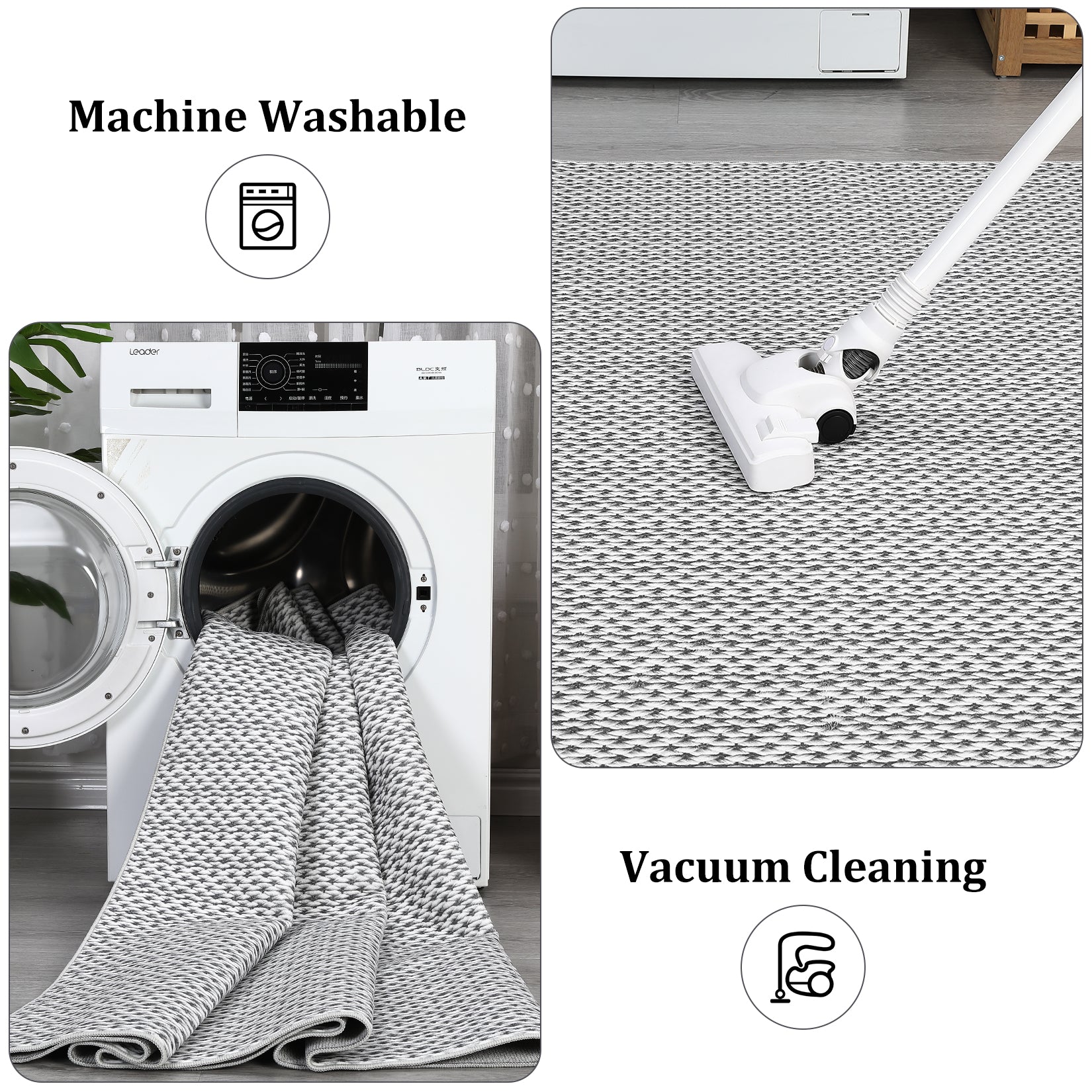 Garvee Machine Washable Area Rugs 5x7 Modern Printed Accent Carpet with Non-Slip Backing, Non-Shedding Contemporary Woven-Style Floor Carpet for Living Room, Bedroom, Office, Gray