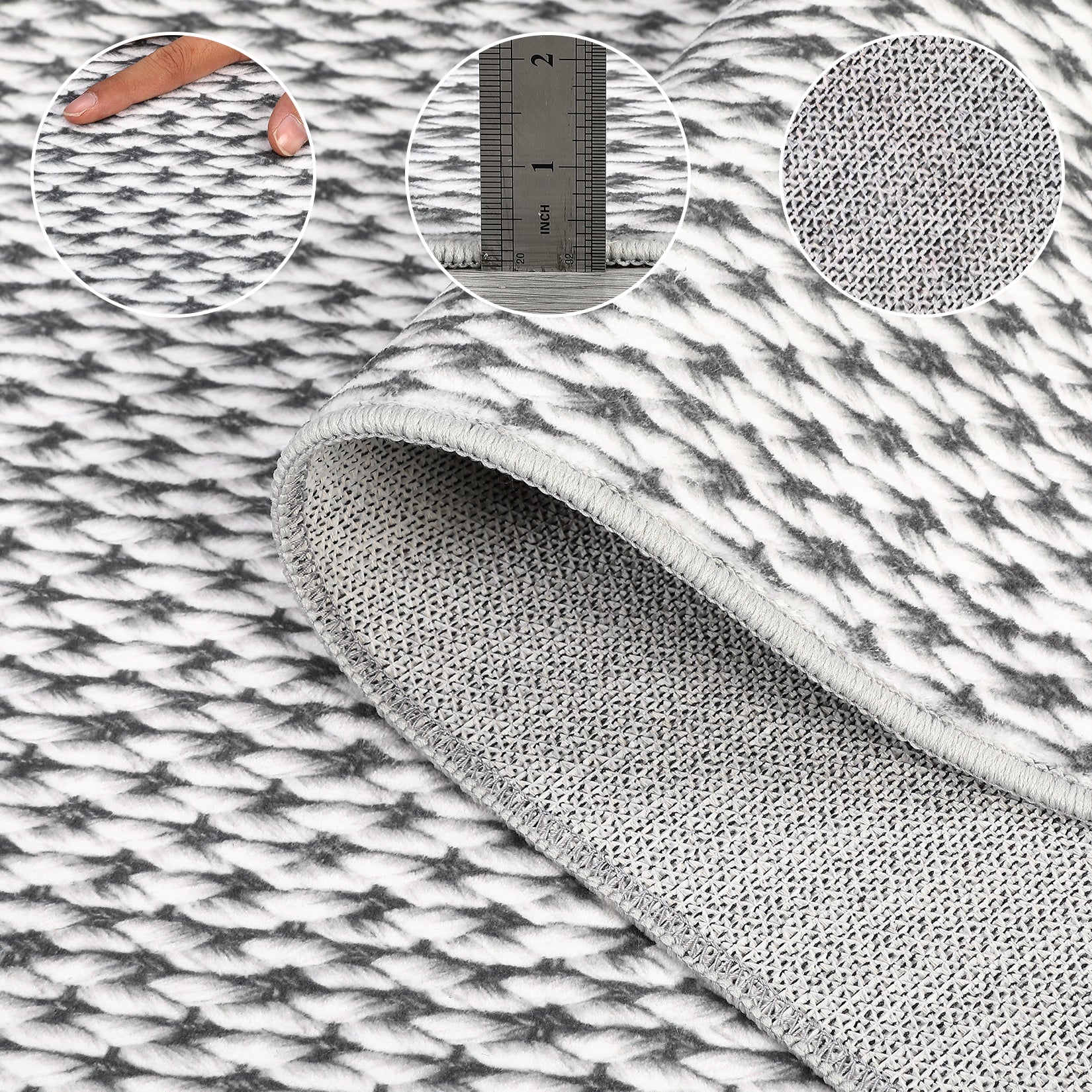 Garvee Machine Washable Area Rugs 5x7 Modern Printed Accent Carpet with Non-Slip Backing, Non-Shedding Contemporary Woven-Style Floor Carpet for Living Room, Bedroom, Office, Gray