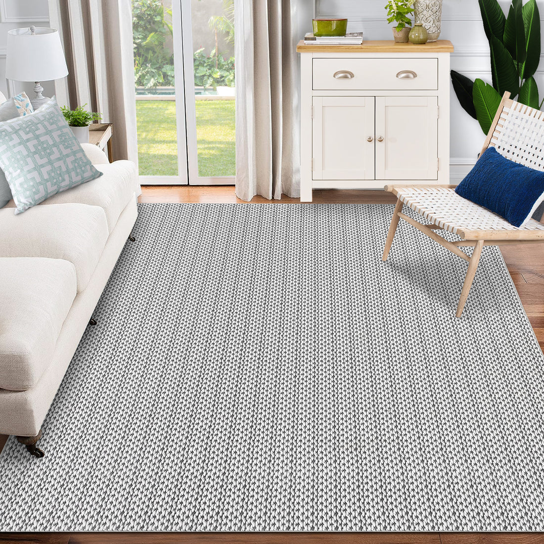 Garvee Washable Area Rugs 10x13 Large Modern Printed Accent Carpet with Non-Slip Backing, Non-Shedding Contemporary Woven-Style Living Room Rugs for Bedroom, Office