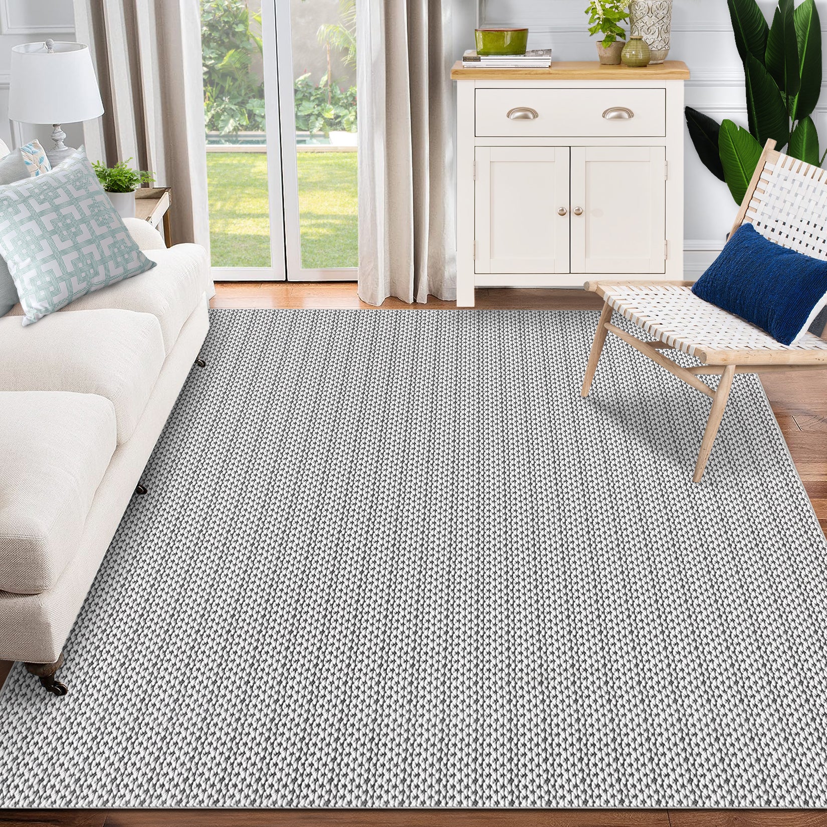 Garvee Washable Area Rugs 10x13 Large Modern Printed Accent Carpet with Non-Slip Backing, Non-Shedding Contemporary Woven-Style Living Room Rugs for Bedroom, Office