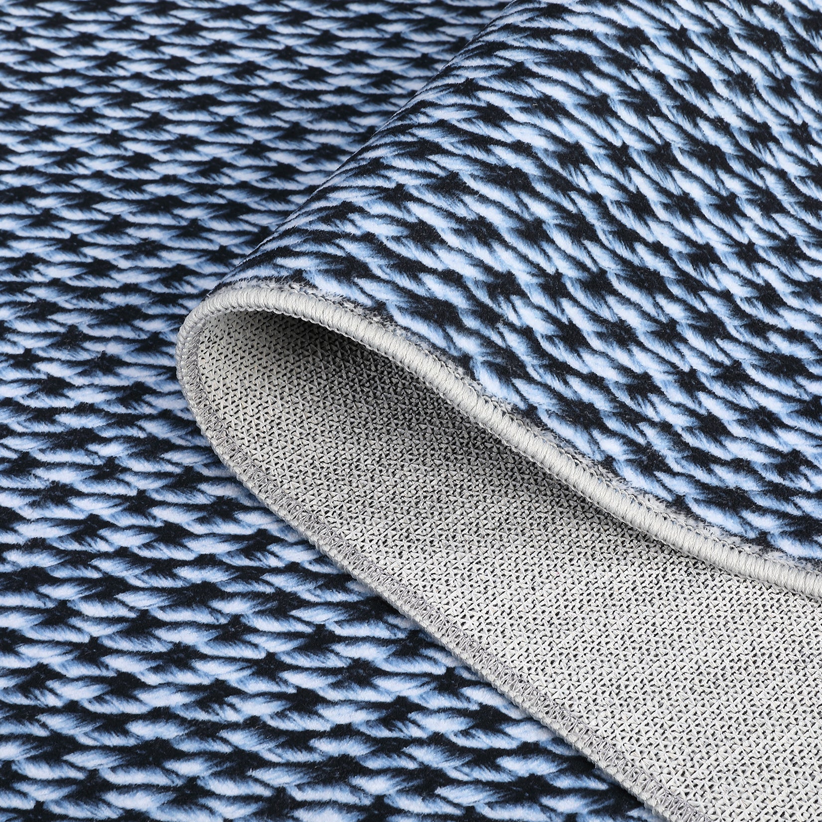 Garvee Washable Area Rugs 10x13 Large Modern Printed Accent Carpet with Non-Slip Backing, Non-Shedding Contemporary Woven-Style Living Room Rugs for Bedroom, Office, Blue