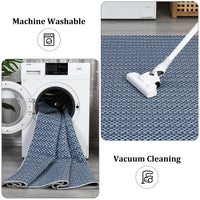 Garvee Machine Washable Area Rugs 5x7 Modern Printed Accent Carpet with Non-Slip Backing, Non-Shedding Contemporary Woven-Style Floor Carpet for Living Room, Bedroom, Office, Blue