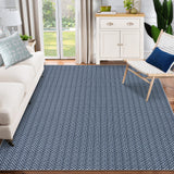 Garvee Washable Area Rugs 10x13 Large Modern Printed Accent Carpet with Non-Slip Backing, Non-Shedding Contemporary Woven-Style Living Room Rugs for Bedroom, Office, Blue - Blue