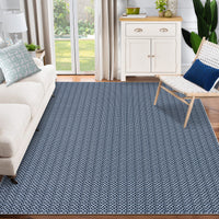 Garvee Washable Area Rugs 10x13 Large Modern Printed Accent Carpet with Non-Slip Backing, Non-Shedding Contemporary Woven-Style Living Room Rugs for Bedroom, Office, Blue