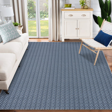 Garvee Washable Area Rugs 10x13 Large Modern Printed Accent Carpet with Non-Slip Backing, Non-Shedding Contemporary Woven-Style Living Room Rugs for Bedroom, Office, Blue
