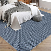 Garvee Washable Area Rugs 10x13 Large Modern Printed Accent Carpet with Non-Slip Backing, Non-Shedding Contemporary Woven-Style Living Room Rugs for Bedroom, Office, Blue