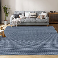 Garvee Washable Area Rugs 10x13 Large Modern Printed Accent Carpet with Non-Slip Backing, Non-Shedding Contemporary Woven-Style Living Room Rugs for Bedroom, Office, Blue