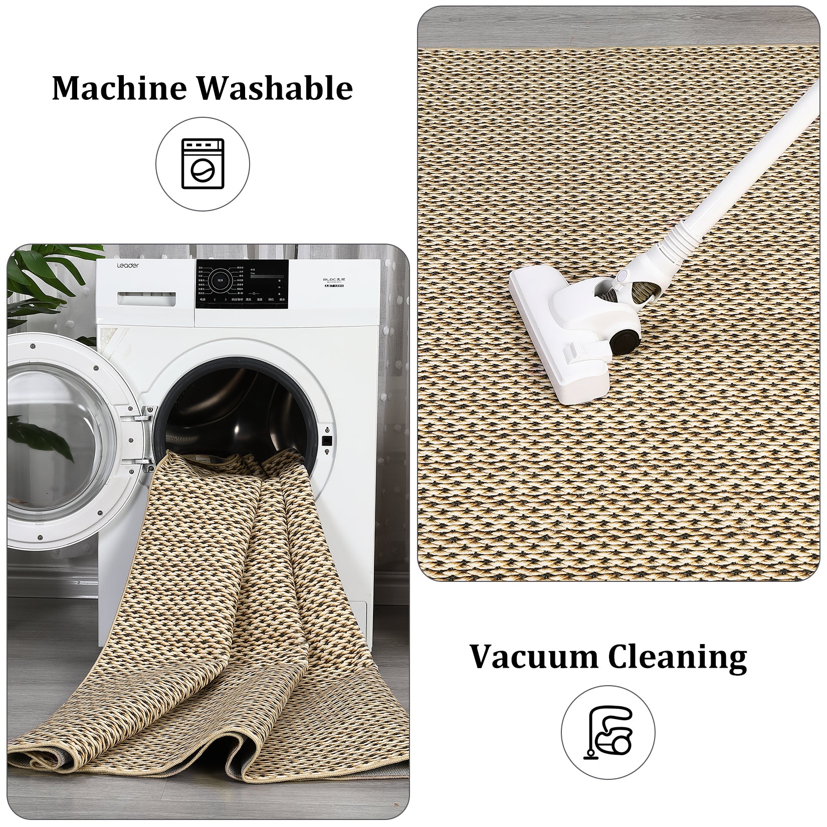 Garvee Washable Area Rugs 10x13 Large Modern Printed Accent Carpet with Non-Slip Backing, Non-Shedding Contemporary Woven-Style Living Room Rugs for Bedroom, Office, Camel