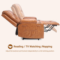 Garvee Electric Power Lift Recliner Chair Sofa, PU Leather Lift Chair with Heat and Massage for Elderly People, Wide Electric Massage Chair with Remote Control, Brown, 27" Seat Width