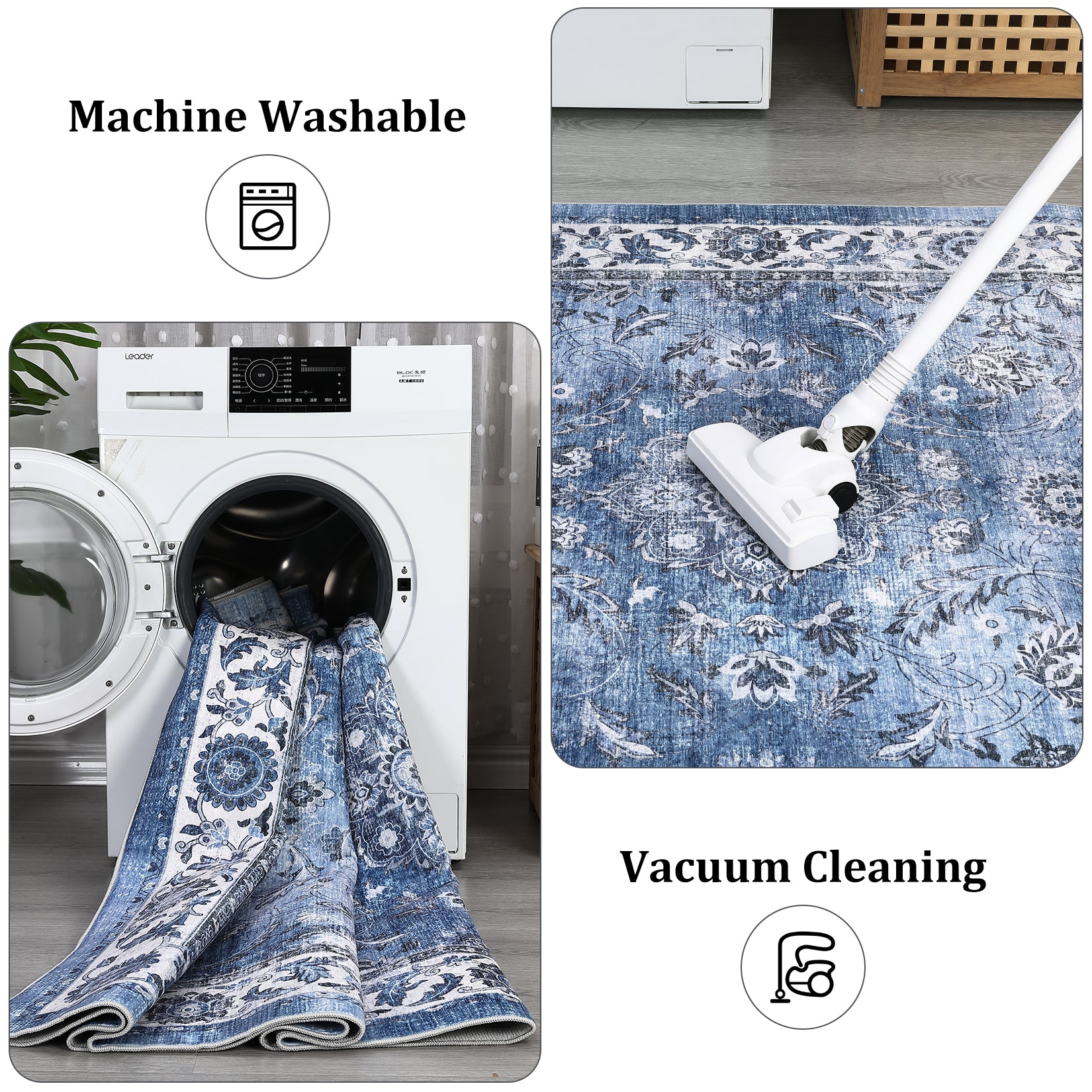 Garvee Vintage Distressed Non Slip Area Rug for Living Room and Home Office, Easy Care Stain Resistant Accent Floor Rug