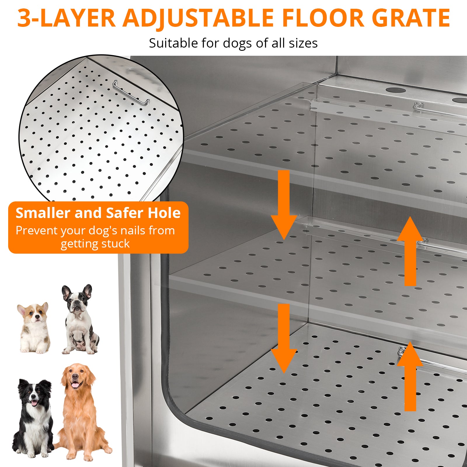 Garvee Professional Dog Grooming Tub, Stainless Steel Dog Wash Station with Foldable Ramp, Storage Drawer, Floor Grate & Faucet/Dog Bathtub for Large, Medium & Small Pets - Left Door (38")