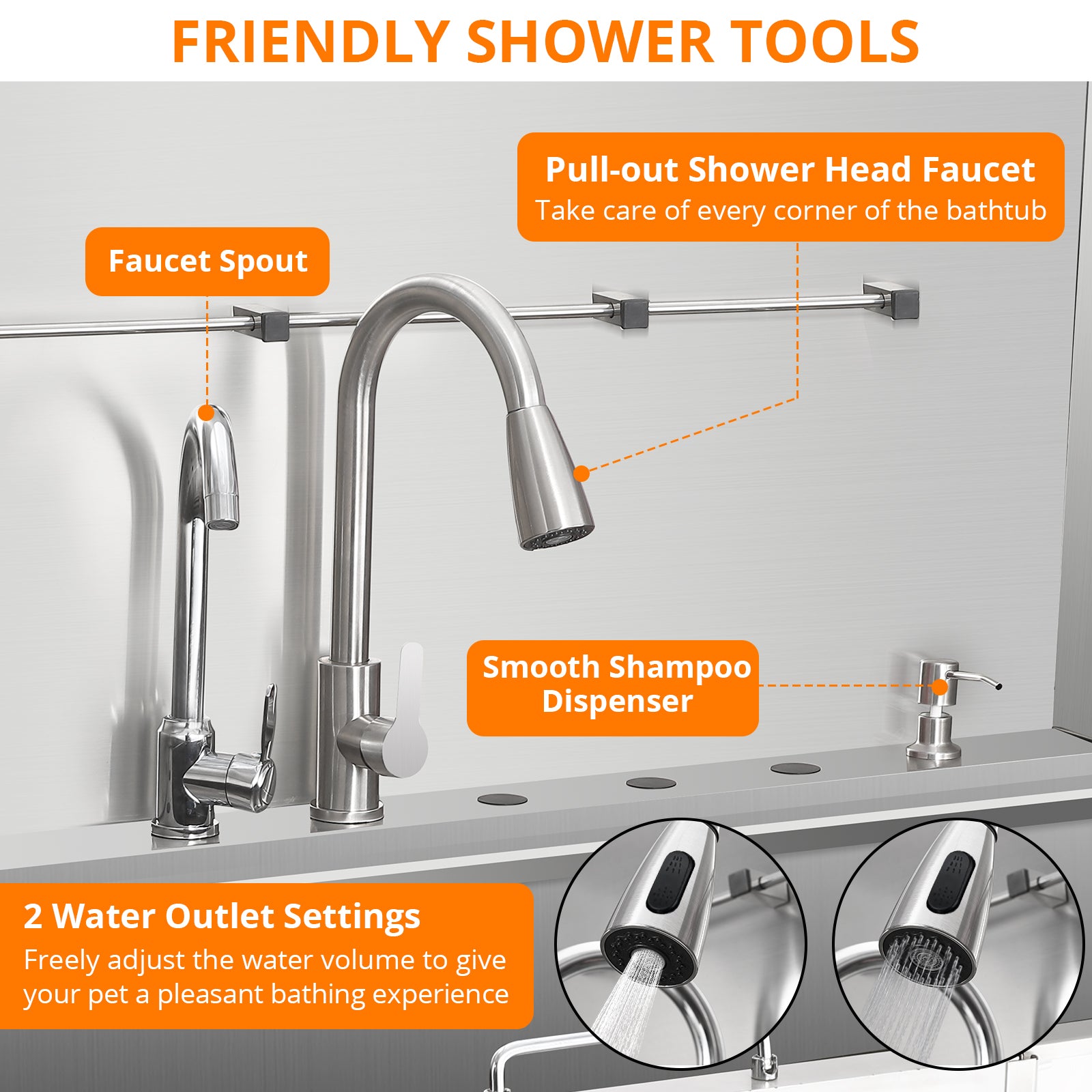 Garvee Professional Dog Grooming Tub, Stainless Steel Dog Wash Station with Foldable Ramp, Storage Drawer, Floor Grate & Faucet/Dog Bathtub for Large, Medium & Small Pets - Left Door (38")