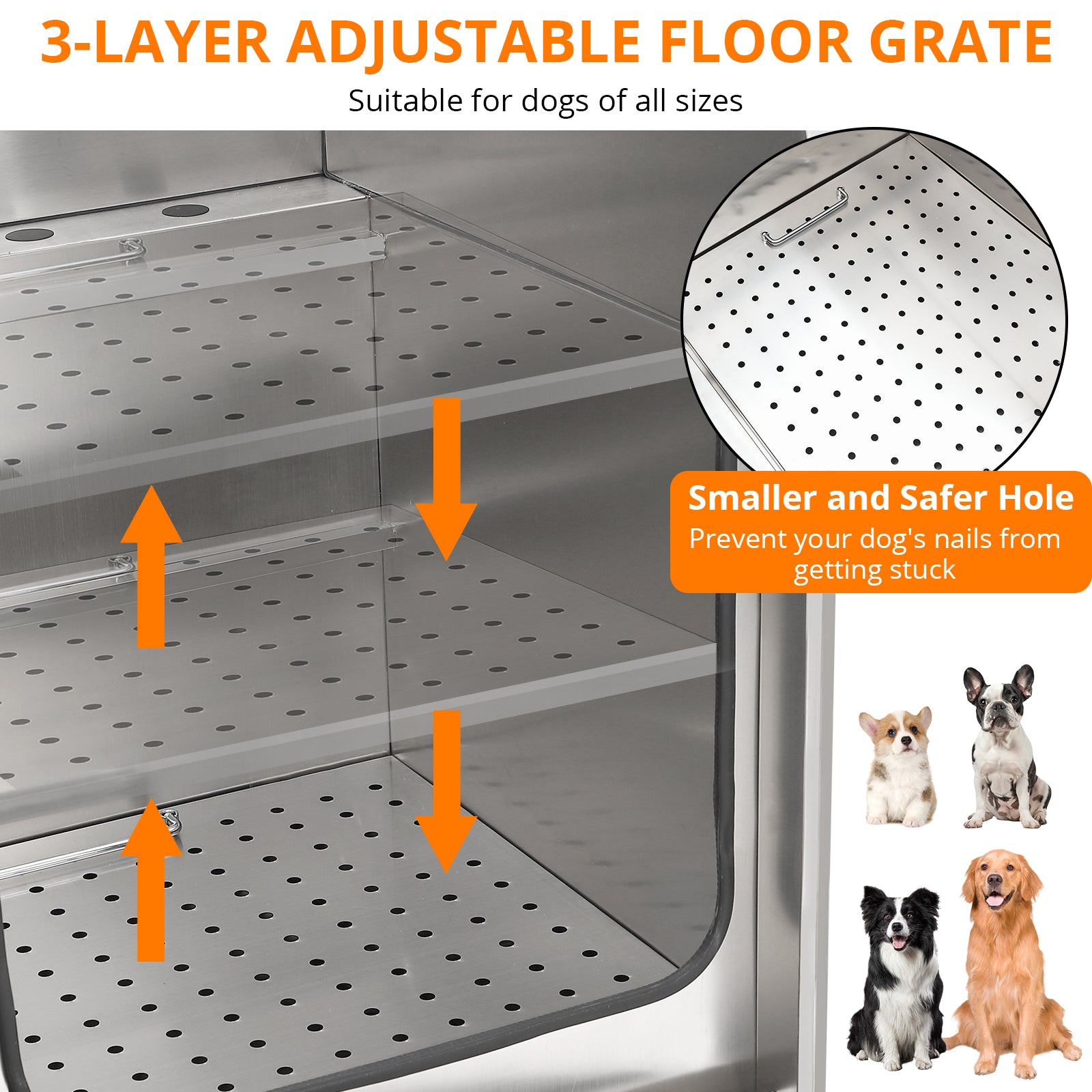 Garvee Professional Dog Grooming Tub, Stainless Steel Dog Wash Station with Foldable Ramp, Storage Drawer, Floor Grate & Faucet/Dog Bathtub for Large, Medium & Small Pets - Right Door (38")