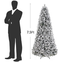 Garvee 7.5ft Pre-Lit Snow Flocked Christmas Tree, Large Xmas Tree with 350 Dual Color Led Lights, Foldable Metal Base, Artificial Christmas Tree for Home Party Holiday Decoration