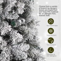 Garvee 7.5ft Pre-Lit Snow Flocked Christmas Tree, Large Xmas Tree with 350 Dual Color Led Lights, Foldable Metal Base, Artificial Christmas Tree for Home Party Holiday Decoration