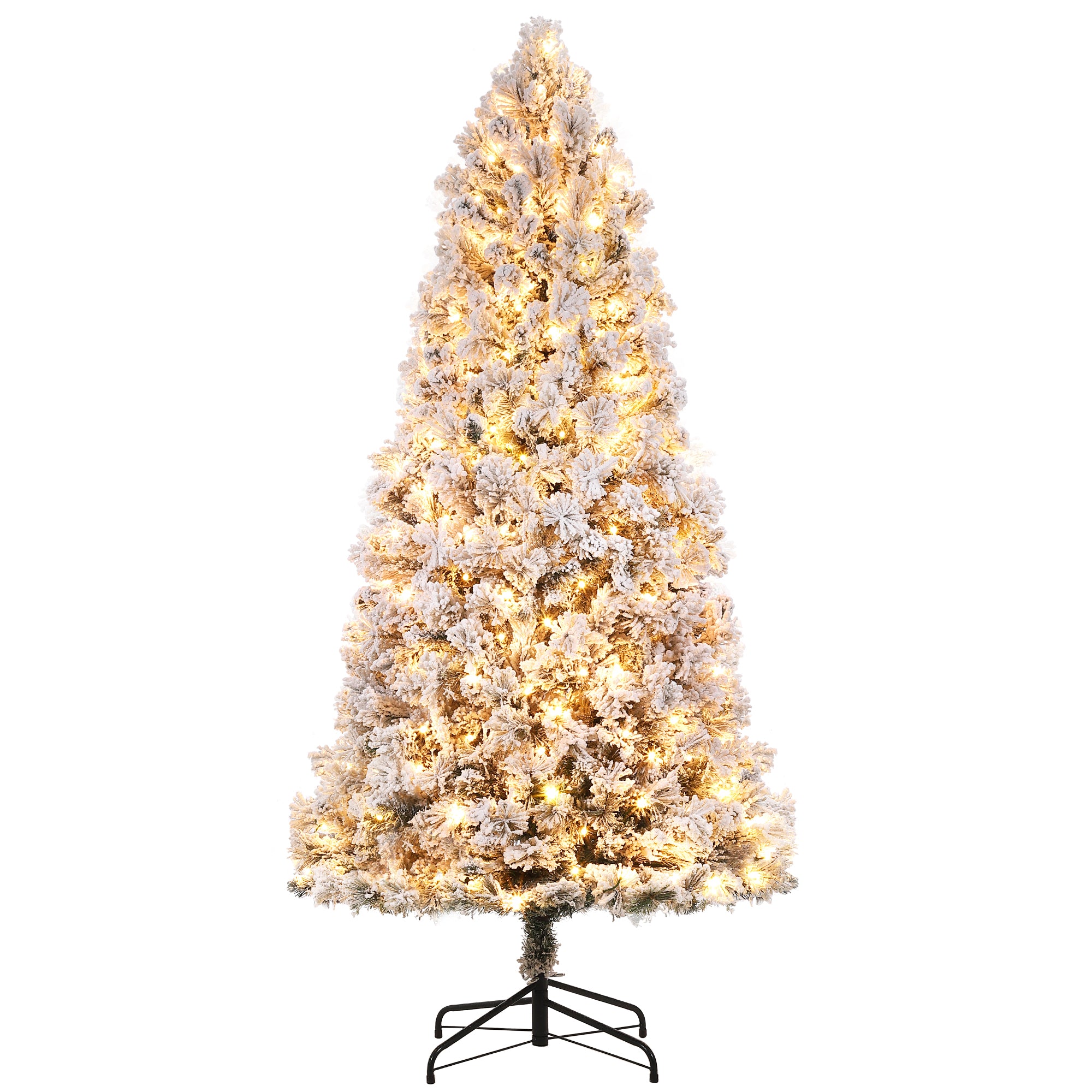 Garvee 6ft Christmas Tree, Pre-Lit Snow Flocked Xmas Tree with Foldable Metal Base, 250 Multicolor LED Lights, 8 Lighting Modes, Artificial Christmas Tree for Home, Holiday Decoration