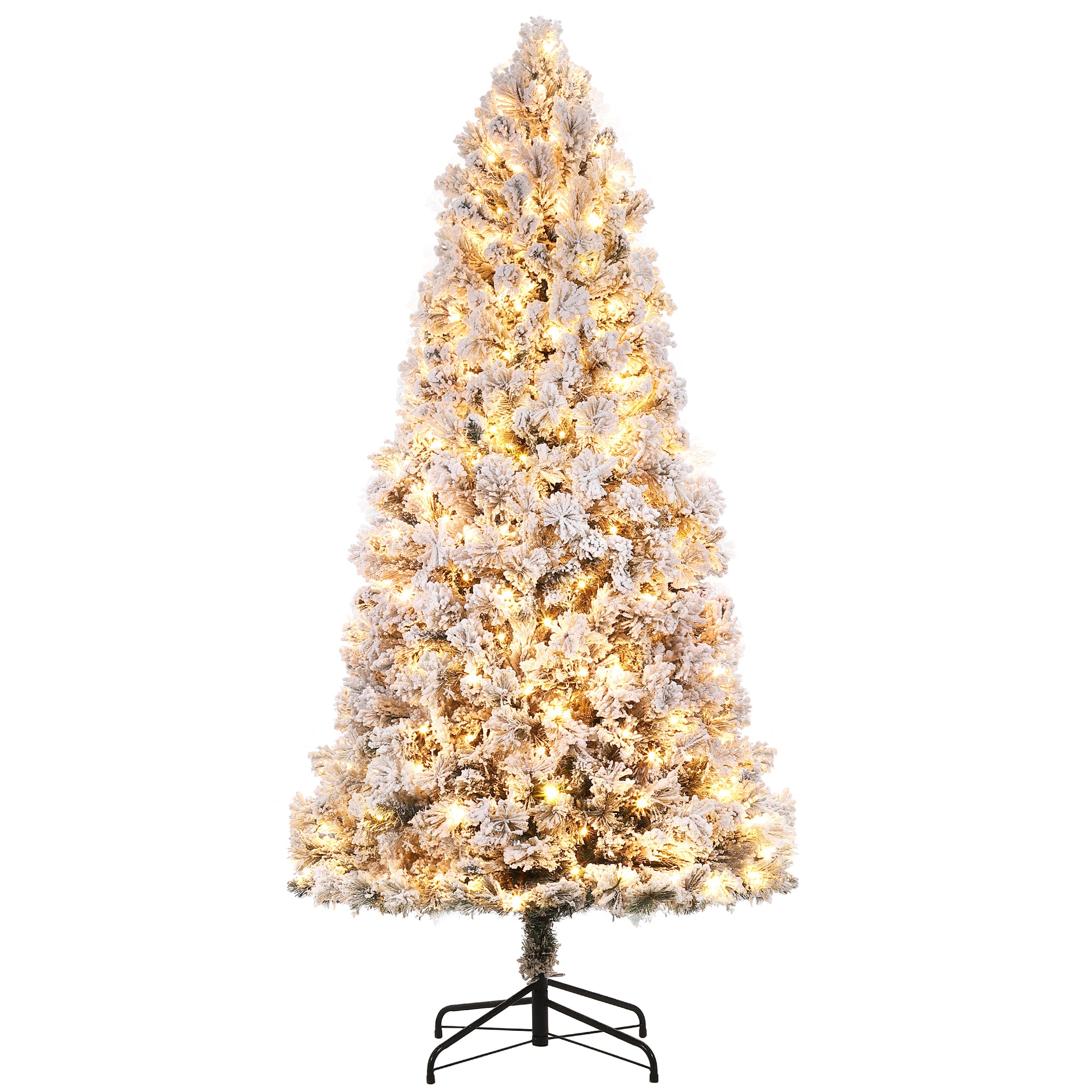Garvee 6ft Christmas Tree, Pre-Lit Snow Flocked Xmas Tree with Foldable Metal Base, 250 Multicolor LED Lights, 8 Lighting Modes, Artificial Christmas Tree for Home, Holiday Decoration