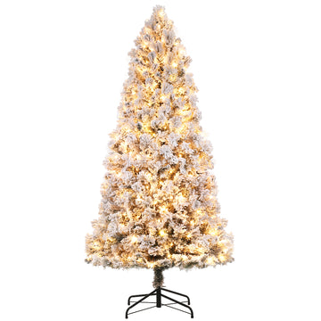 Garvee 6ft Christmas Tree, Pre-Lit Snow Flocked Xmas Tree with Foldable Metal Base, 250 Multicolor LED Lights, 8 Lighting Modes, Artificial Christmas Tree for Home, Holiday Decoration