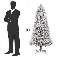 Garvee 6ft Christmas Tree, Pre-Lit Snow Flocked Xmas Tree with Foldable Metal Base, 250 Multicolor LED Lights, 8 Lighting Modes, Artificial Christmas Tree for Home, Holiday Decoration