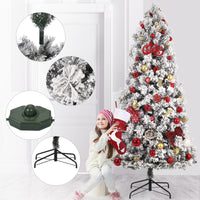 Garvee 6ft Christmas Tree, Pre-Lit Snow Flocked Xmas Tree with Foldable Metal Base, 250 Multicolor LED Lights, 8 Lighting Modes, Artificial Christmas Tree for Home, Holiday Decoration