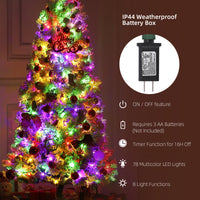 Garvee 6ft Christmas Tree, Pre-Lit Snow Flocked Xmas Tree with Foldable Metal Base, 250 Multicolor LED Lights, 8 Lighting Modes, Artificial Christmas Tree for Home, Holiday Decoration