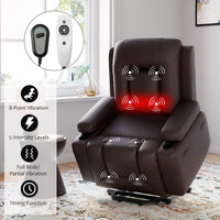 Garvee Power Lift Recliner Chair with Heat & Massage, Adjustable 3 Positions & Cup Holders, PU Leather Electric Lift Chair Designed for Mobility Aid Elderly Relaxation, Coffe