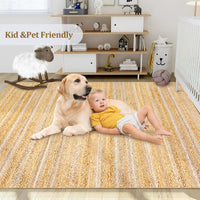 Garvee Modern Natural 2x6 Washable Runner Rug for Hallway Bedroom Modern Rug Gradient Woven Print Rug Non Slip Kitchen Rug Low Pile Non Shedding Indoor Floor Carpet for Entryway Bathroom Laundry Rug