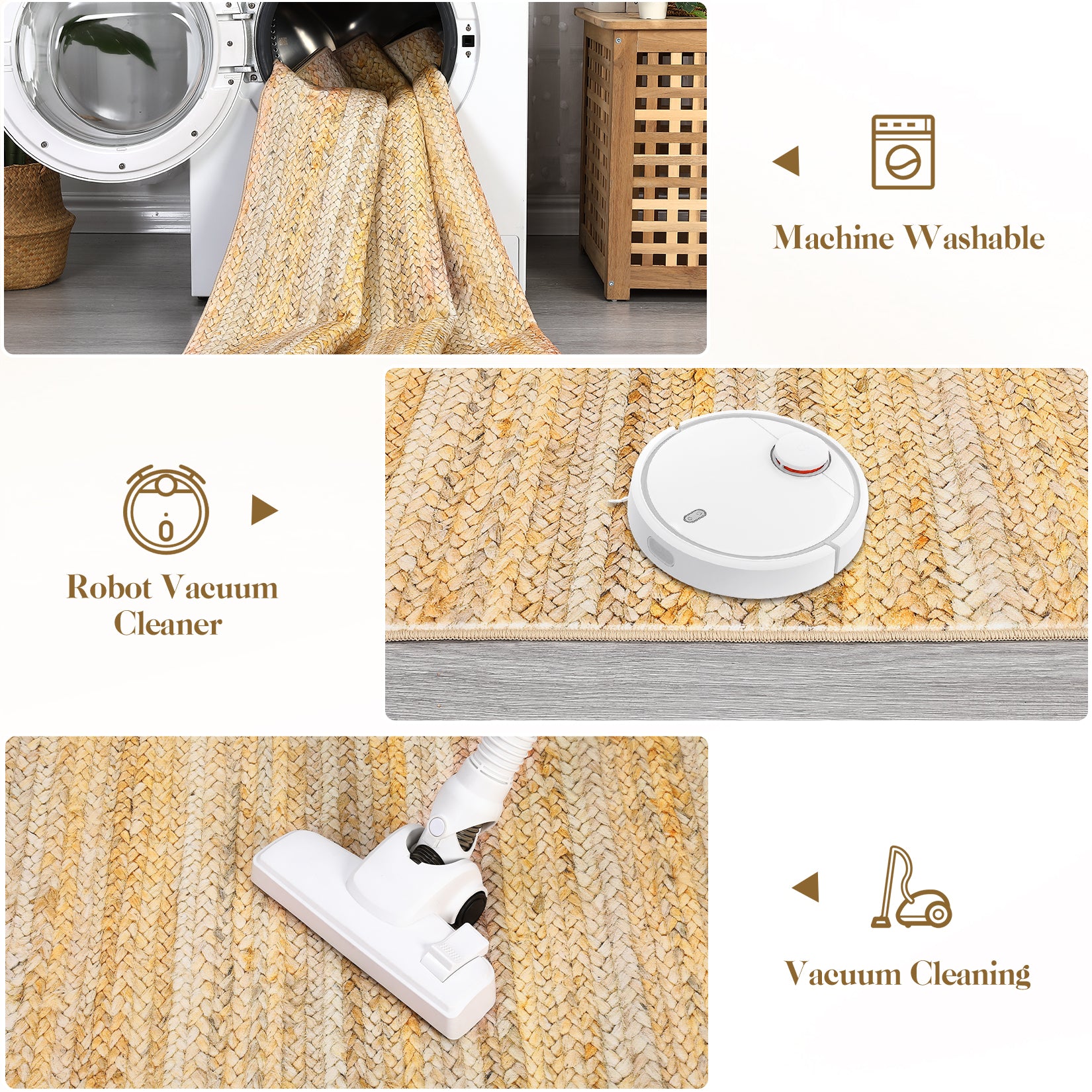 Garvee Modern Natural 2x6 Washable Runner Rug for Hallway Bedroom Modern Rug Gradient Woven Print Rug Non Slip Kitchen Rug Low Pile Non Shedding Indoor Floor Carpet for Entryway Bathroom Laundry Rug