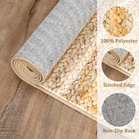 Garvee Modern Natural 2x6 Washable Runner Rug for Hallway Bedroom Modern Rug Gradient Woven Print Rug Non Slip Kitchen Rug Low Pile Non Shedding Indoor Floor Carpet for Entryway Bathroom Laundry Rug
