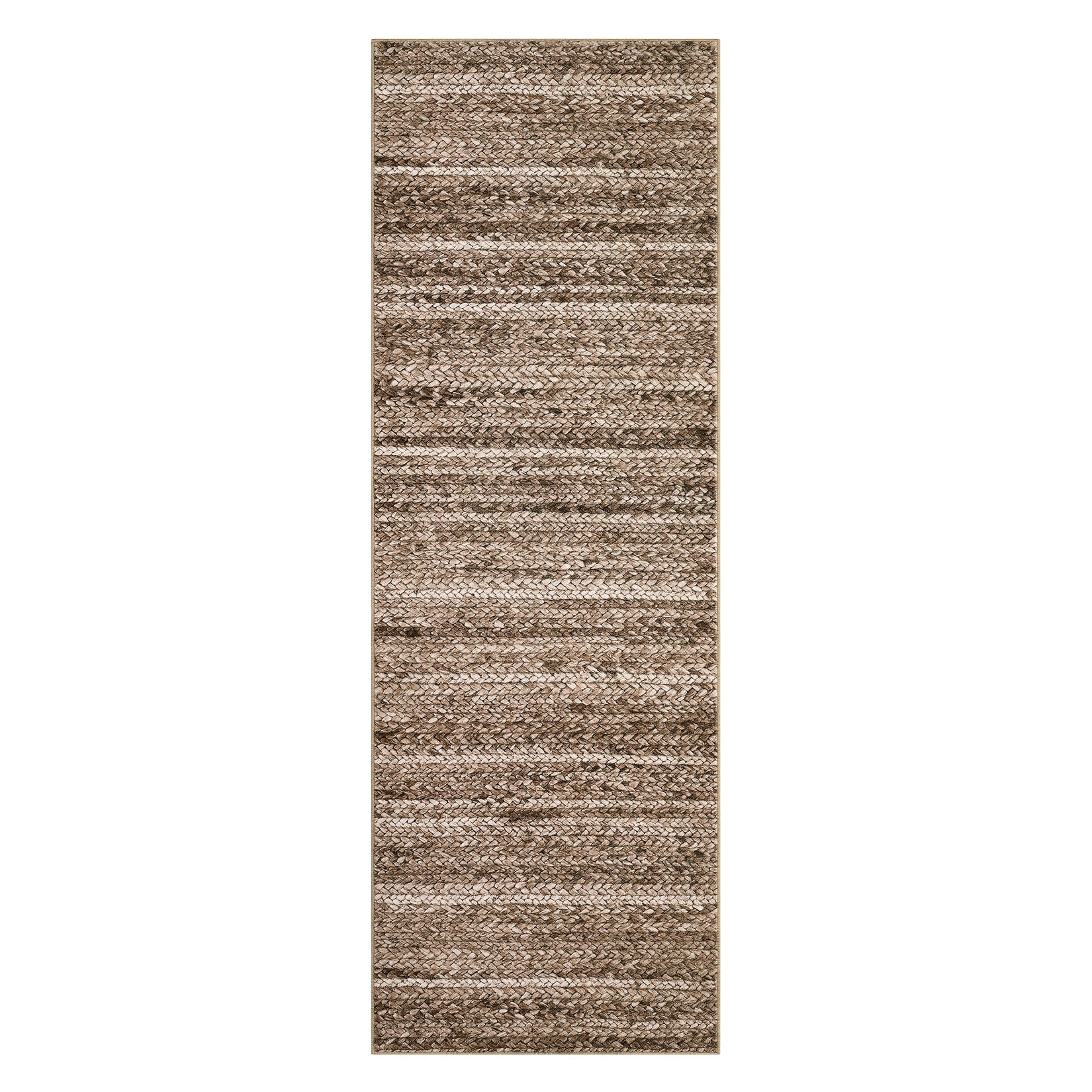 Garvee Modern Brown 2x6 Runner Rug Washable Modern Braided Print Rug Low Pile Kitchen Runner Rug Non Slip Bathroom Throw Rug Ultra-Thin Lightweight Indoor Modern Rug Foldable Rug for Hallway Entrance