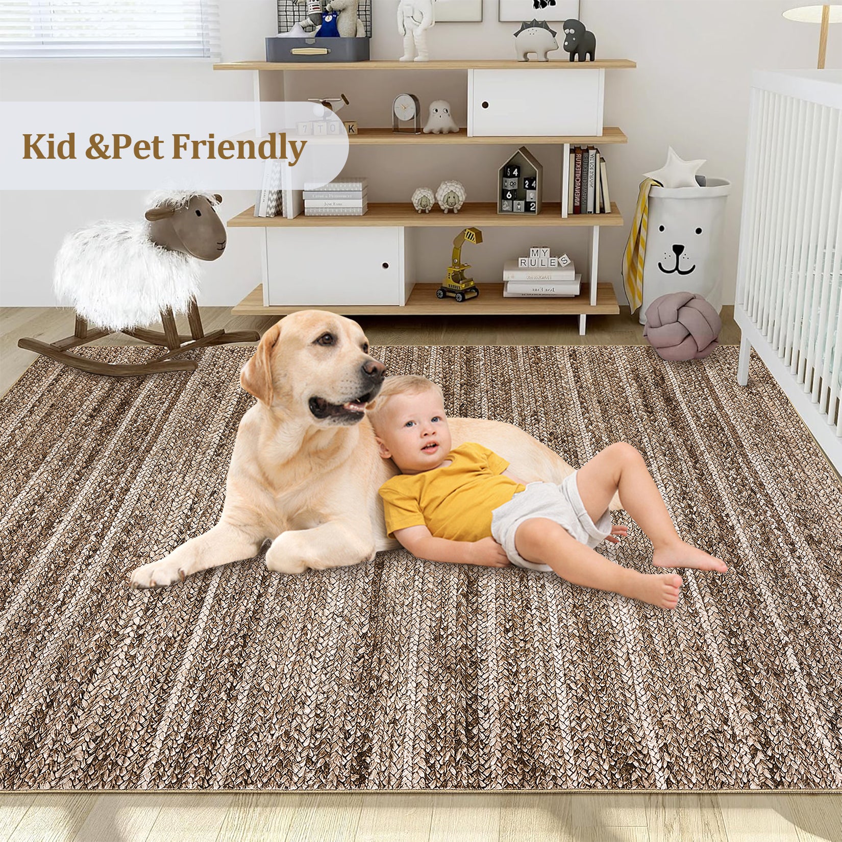 Garvee Modern Brown 2x6 Runner Rug Washable Modern Braided Print Rug Low Pile Kitchen Runner Rug Non Slip Bathroom Throw Rug Ultra-Thin Lightweight Indoor Modern Rug Foldable Rug for Hallway Entrance